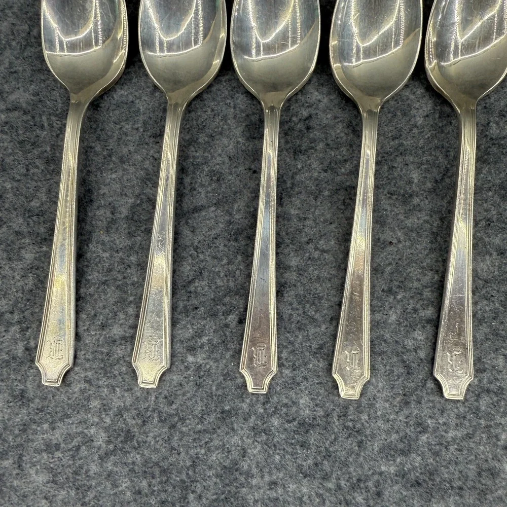 Antique William Rogers‎ And Son 5 Pc Spoon Set 1847 Engraved R Dining